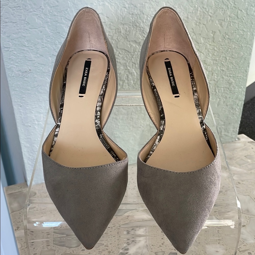 ZARA grey suede kitten heels Excellent